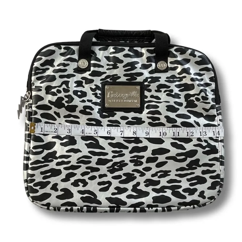 BETSEYVILLE BETSEY JOHNSON Metallic Silver & Black Leopard Padded Laptop Case